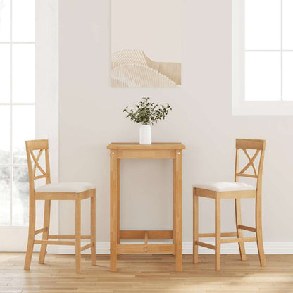 Sgabelli da Bar con Cuscini 2pz Naturale Legno Massello Hevea - homemem39
