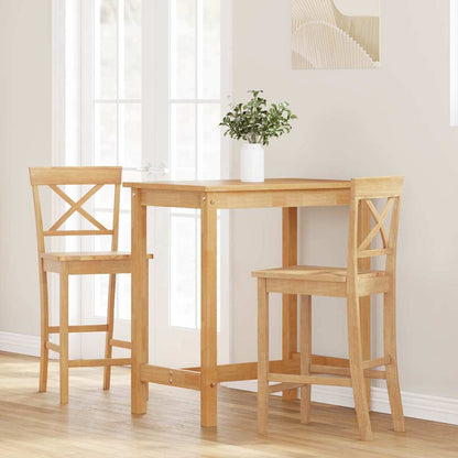 Sgabelli da Bar 2 pz Naturale Legno Massello di Hevea - homemem39