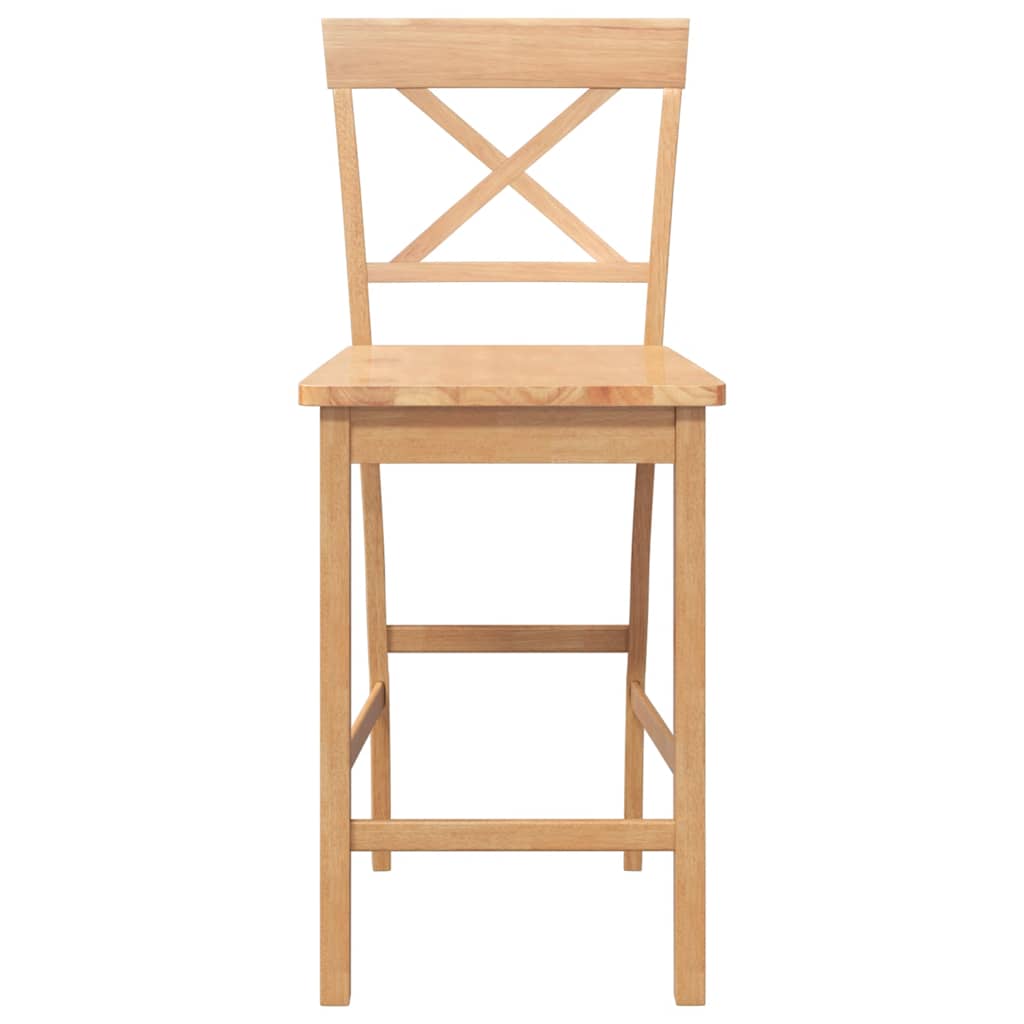 Sgabelli da Bar 2 pz Naturale Legno Massello di Hevea - homemem39