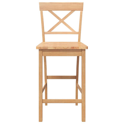 Sgabelli da Bar 2 pz Naturale Legno Massello di Hevea - homemem39