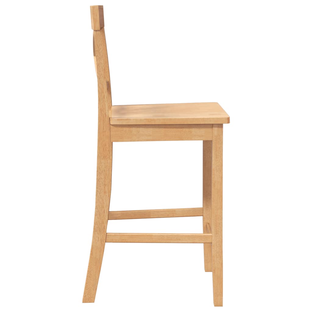 Sgabelli da Bar 2 pz Naturale Legno Massello di Hevea - homemem39