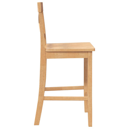 Sgabelli da Bar 2 pz Naturale Legno Massello di Hevea - homemem39