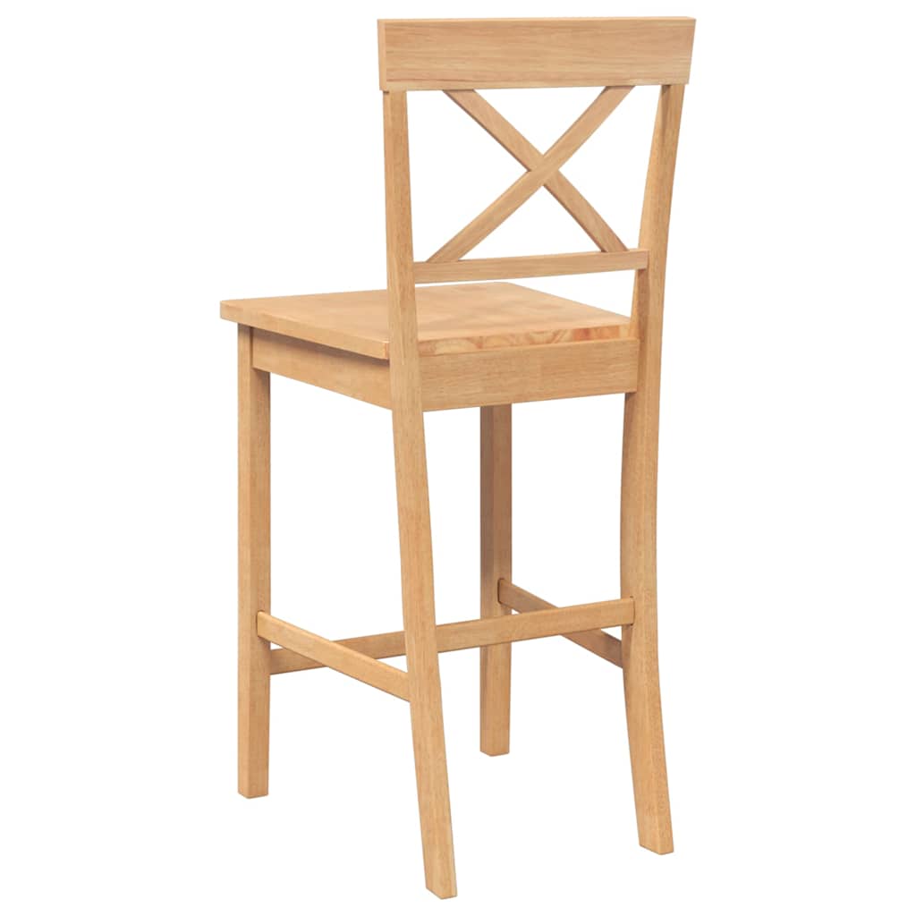 Sgabelli da Bar 2 pz Naturale Legno Massello di Hevea - homemem39