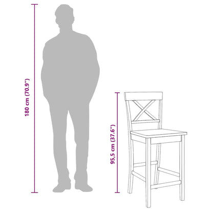 Sgabelli da Bar 2 pz Naturale Legno Massello di Hevea - homemem39