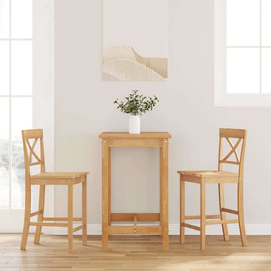 Sgabelli da Bar 2 pz Naturale Legno Massello di Hevea - homemem39