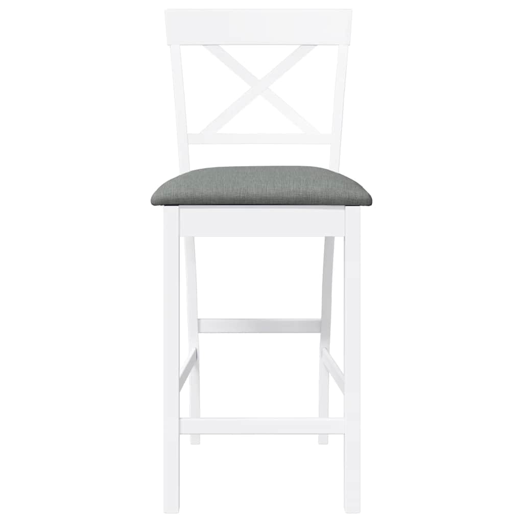 Sgabelli da Bar con Cuscini 2 pz Bianco Legno Massello di Hevea - homemem39