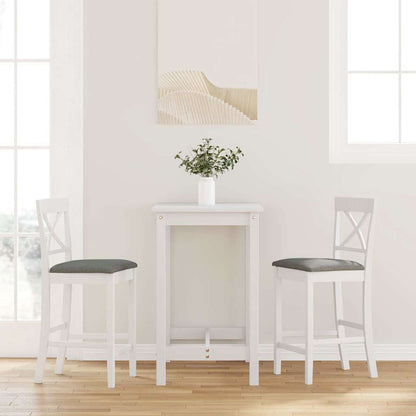 Sgabelli da Bar con Cuscini 2 pz Bianco Legno Massello di Hevea - homemem39