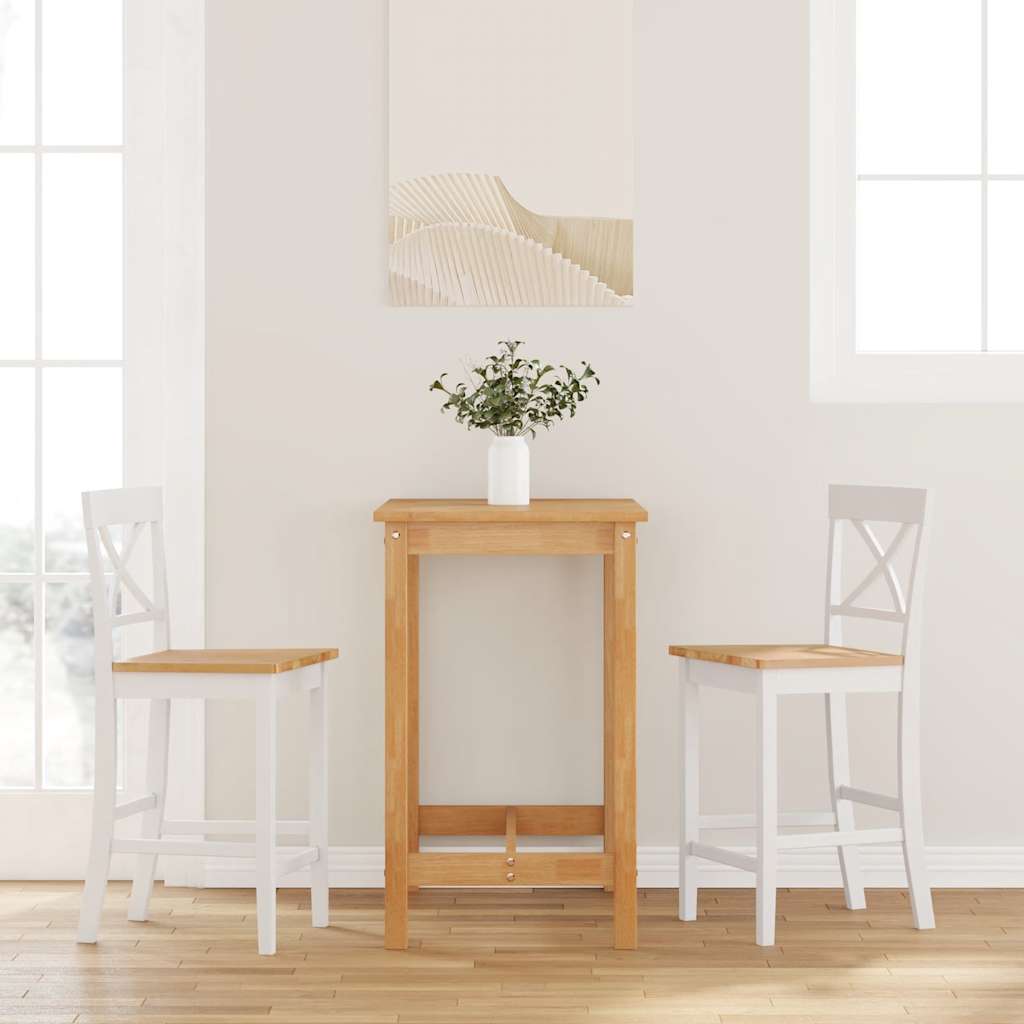 Sgabelli da Bar 2 pz Bianchi in Legno Massello di Hevea - homemem39