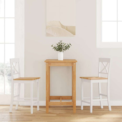 Sgabelli da Bar 2 pz Bianchi in Legno Massello di Hevea - homemem39