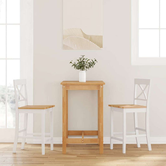 Sgabelli da Bar 2 pz Bianchi in Legno Massello di Hevea - homemem39