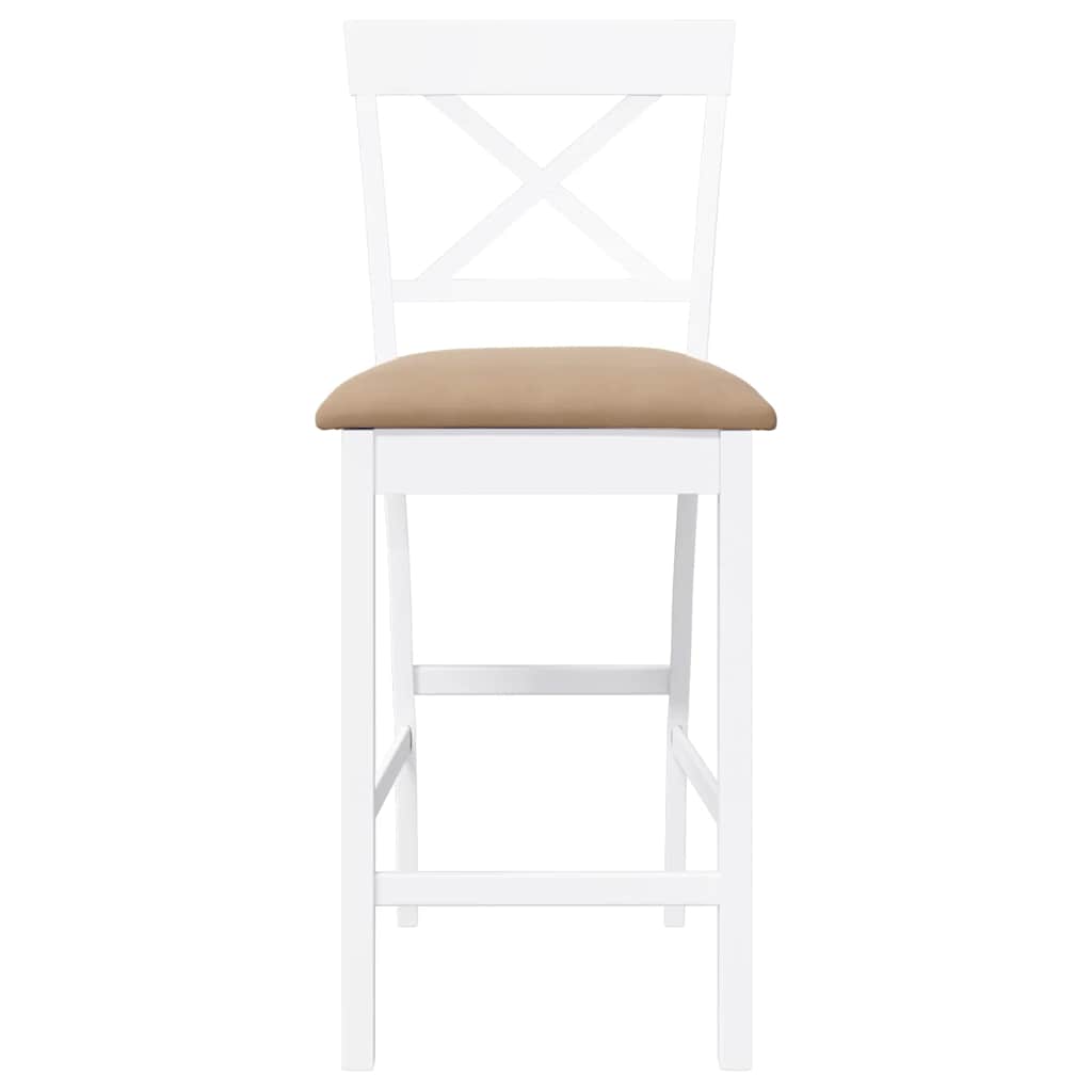 Sgabelli da Bar con Cuscini 2 pz Bianco Legno Massello di Hevea