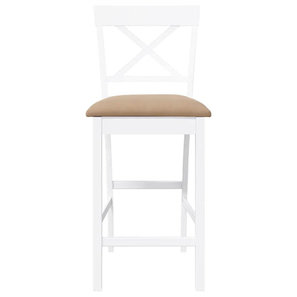 Sgabelli da Bar con Cuscini 2 pz Bianco Legno Massello di Hevea - homemem39