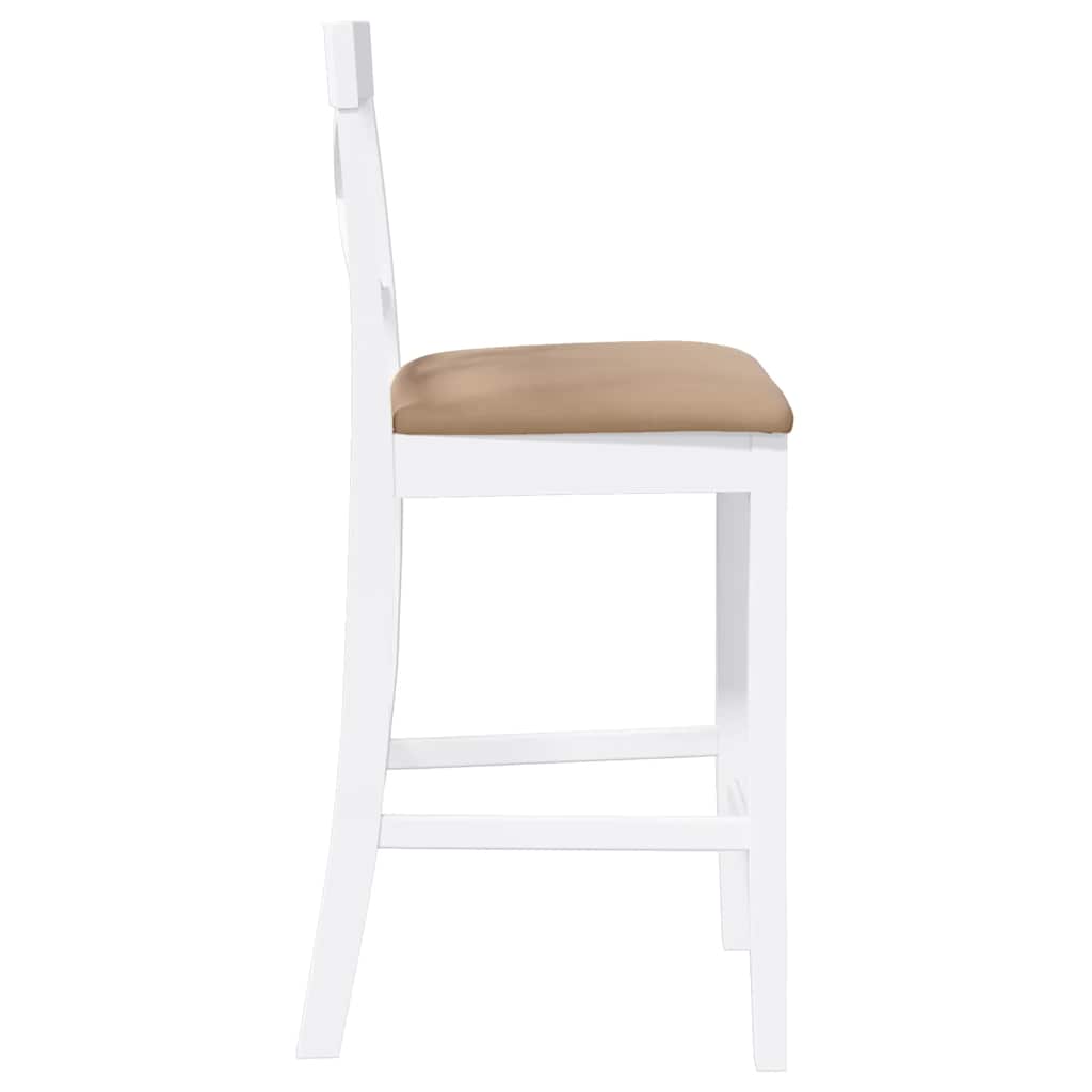 Sgabelli da Bar con Cuscini 2 pz Bianco Legno Massello di Hevea - homemem39