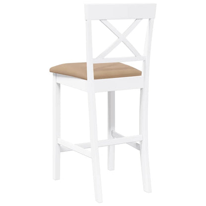 Sgabelli da Bar con Cuscini 2 pz Bianco Legno Massello di Hevea - homemem39