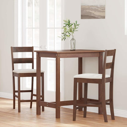 Sgabelli da Bar con Cuscini 2pz Marrone Legno Massello di Hevea - homemem39