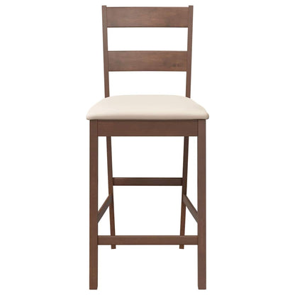 Sgabelli da Bar con Cuscini 2pz Marrone Legno Massello di Hevea - homemem39