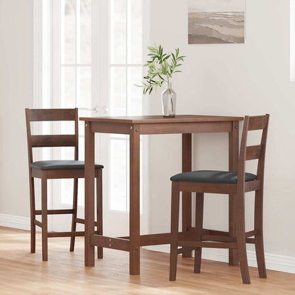 Sgabelli da Bar con Cuscini 2pz Marrone Legno Massello di Hevea - homemem39