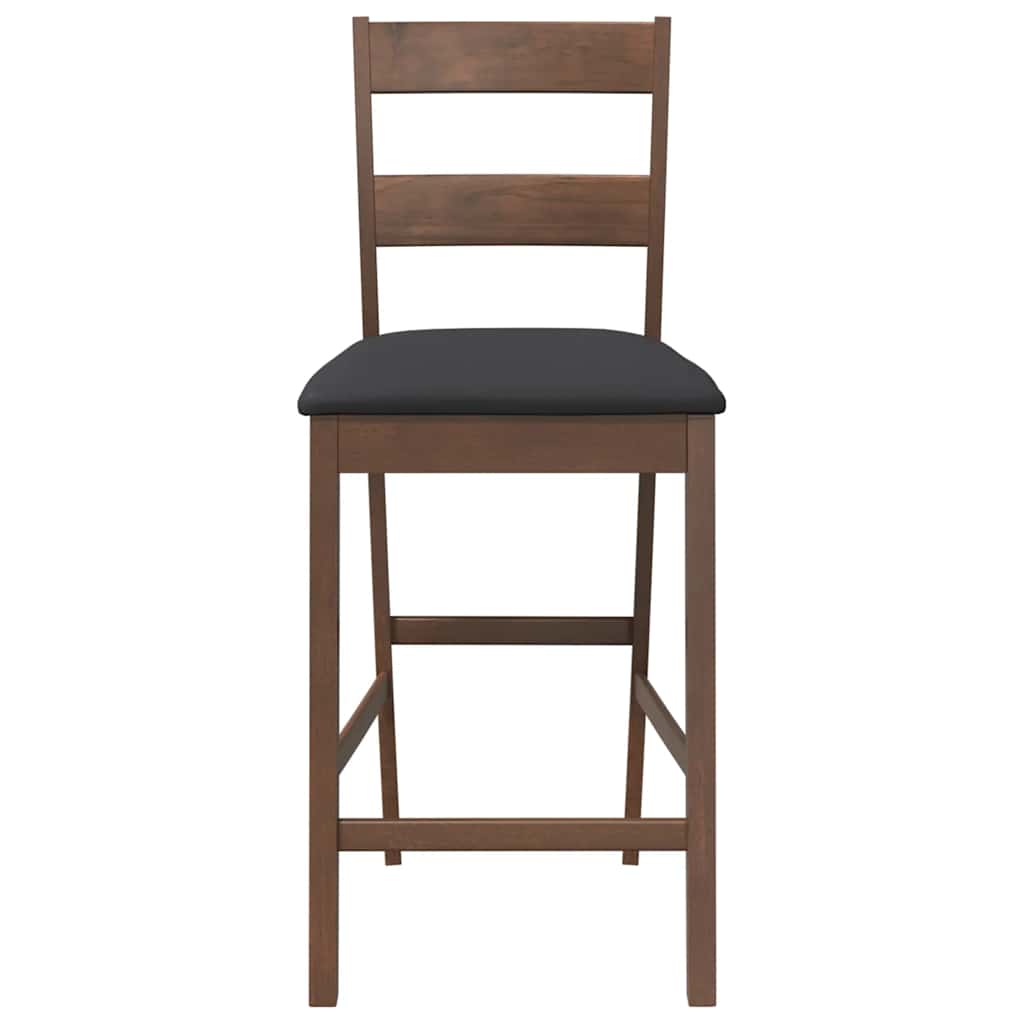 Sgabelli da Bar con Cuscini 2pz Marrone Legno Massello di Hevea - homemem39