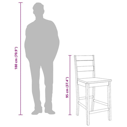 Sgabelli da Bar 2 pz Naturale Legno Massello di Hevea - homemem39