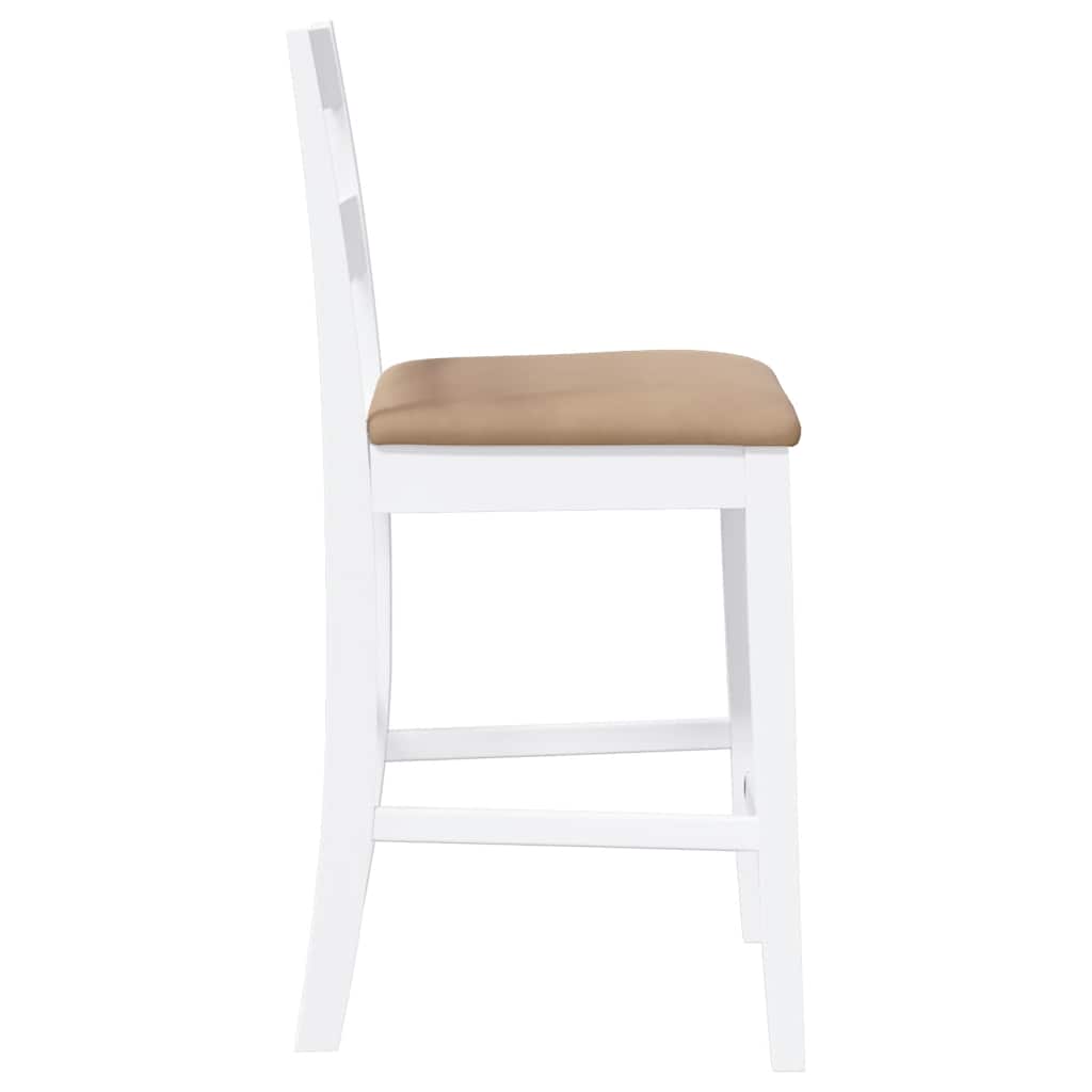 Sgabelli da Bar con Cuscini 2 pz Bianco Legno Massello di Hevea | homemem39