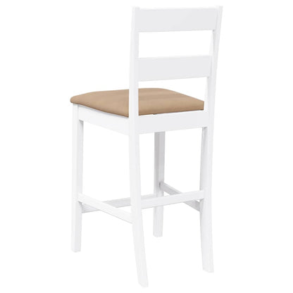 Sgabelli da Bar con Cuscini 2 pz Bianco Legno Massello di Hevea | homemem39