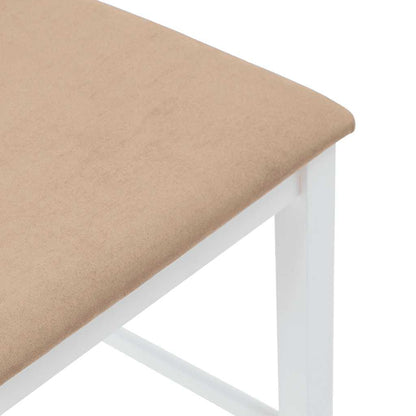 Sgabelli da Bar con Cuscini 2 pz Bianco Legno Massello di Hevea | homemem39