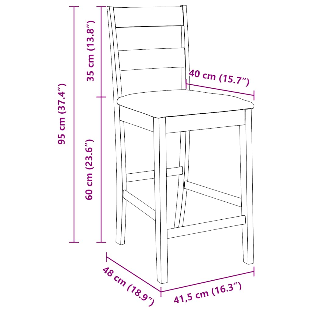 Sgabelli da Bar con Cuscini 2 pz Bianco Legno Massello di Hevea | homemem39
