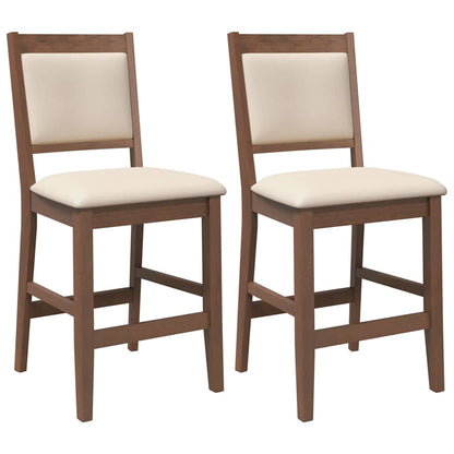 Sgabelli da Bar con Cuscini 2pz Marrone Legno Massello di Hevea - homemem39