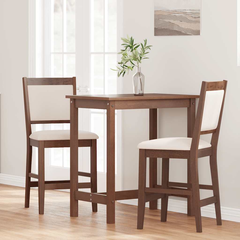 Sgabelli da Bar con Cuscini 2pz Marrone Legno Massello di Hevea - homemem39