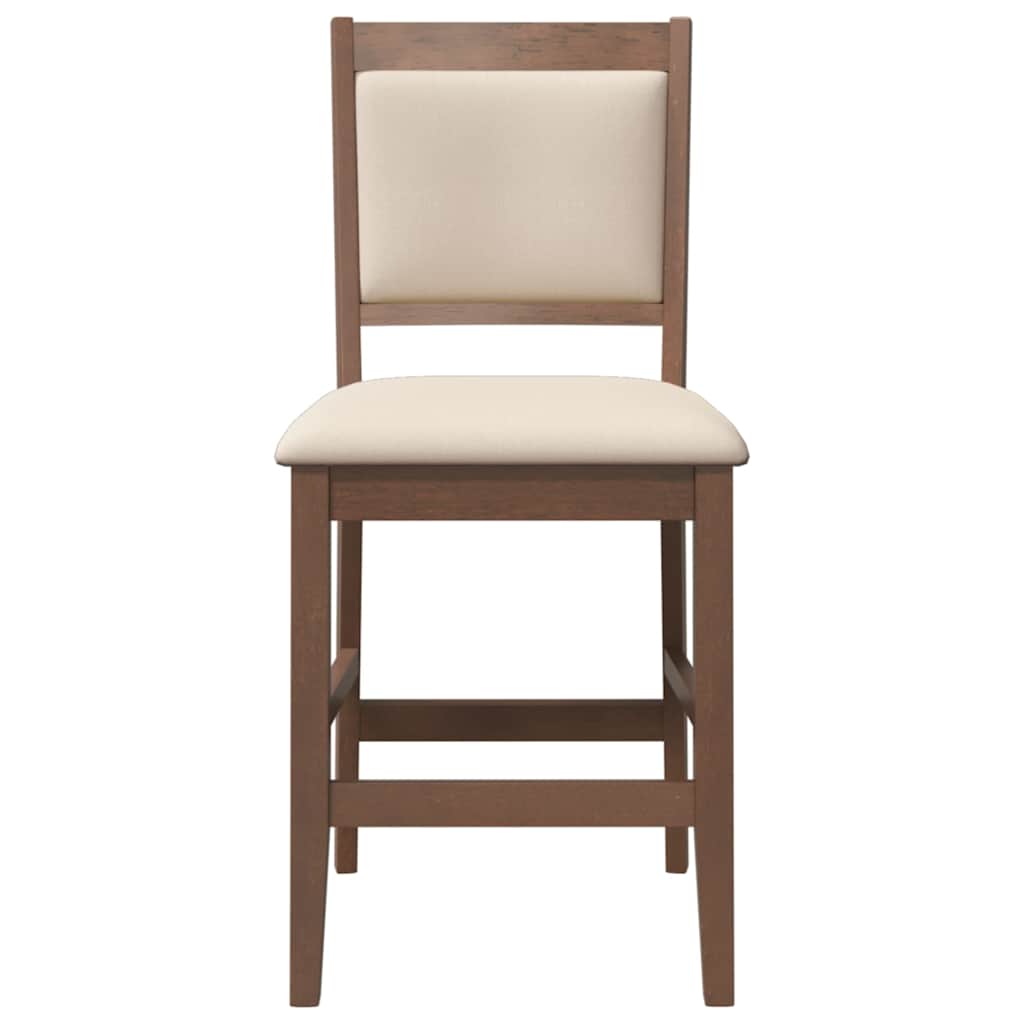 Sgabelli da Bar con Cuscini 2pz Marrone Legno Massello di Hevea - homemem39