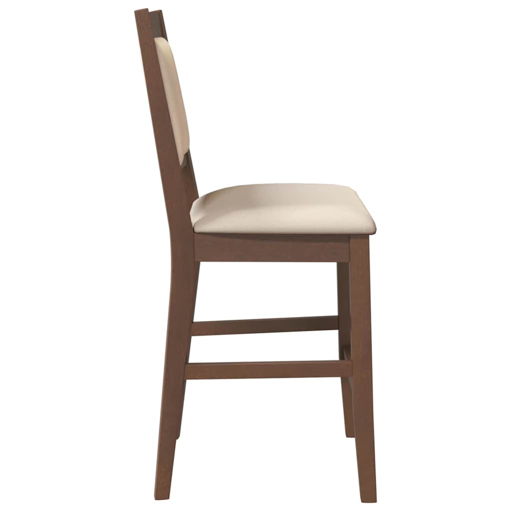 Sgabelli da Bar con Cuscini 2pz Marrone Legno Massello di Hevea - homemem39