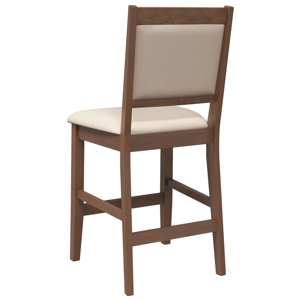 Sgabelli da Bar con Cuscini 2pz Marrone Legno Massello di Hevea - homemem39