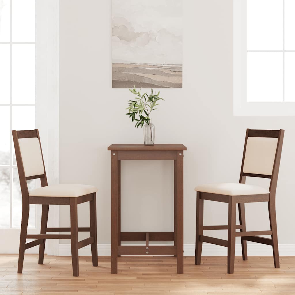 Sgabelli da Bar con Cuscini 2pz Marrone Legno Massello di Hevea - homemem39