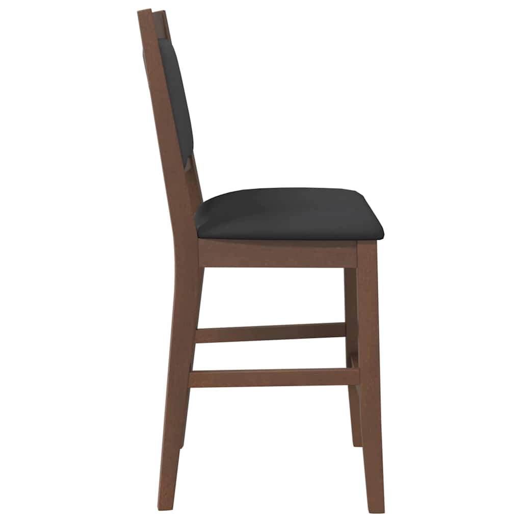 Sgabelli da Bar con Cuscini 2pz Marrone Legno Massello di Hevea - homemem39