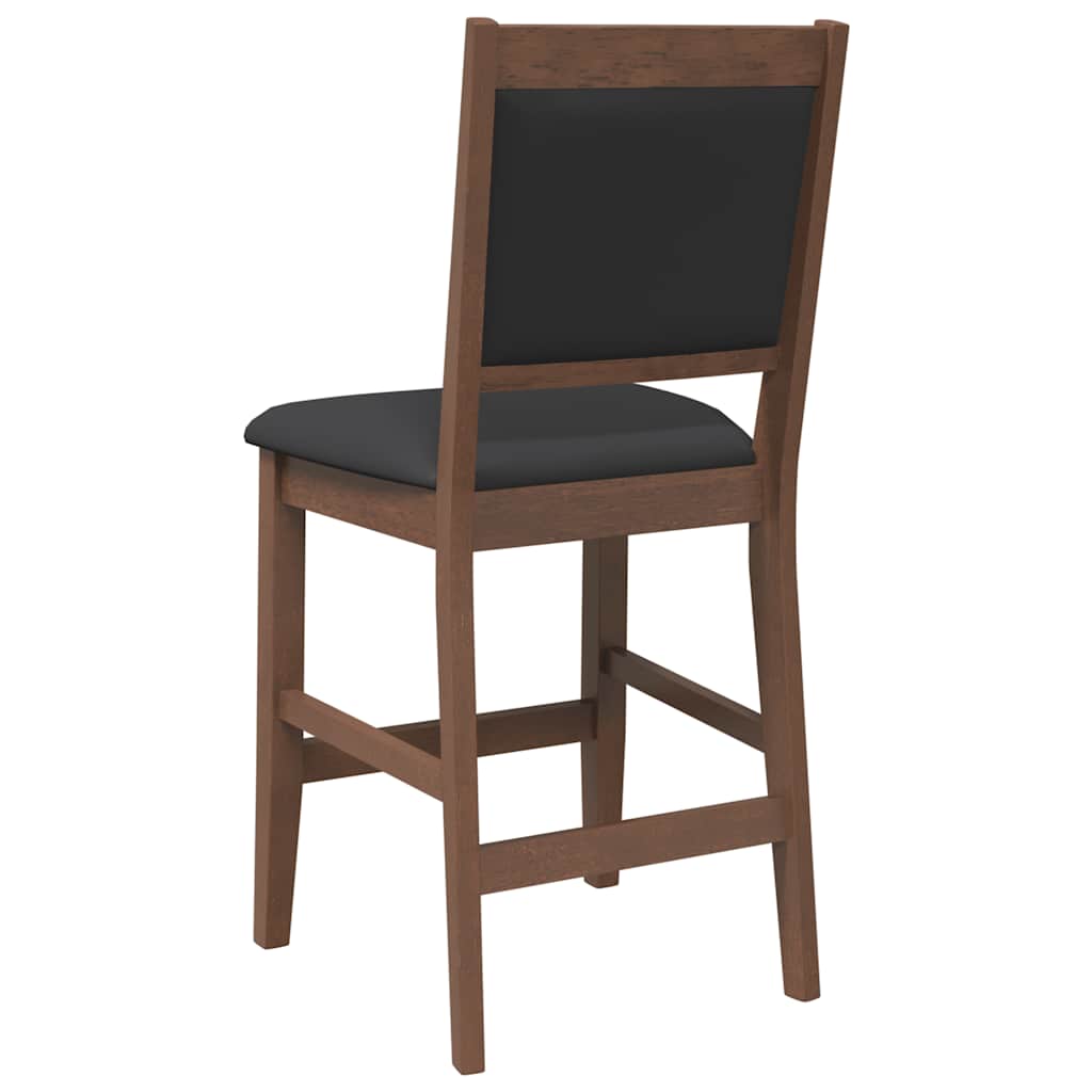 Sgabelli da Bar con Cuscini 2pz Marrone Legno Massello di Hevea - homemem39