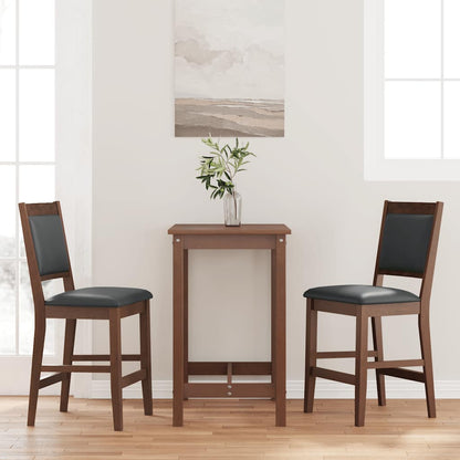 Sgabelli da Bar con Cuscini 2pz Marrone Legno Massello di Hevea - homemem39