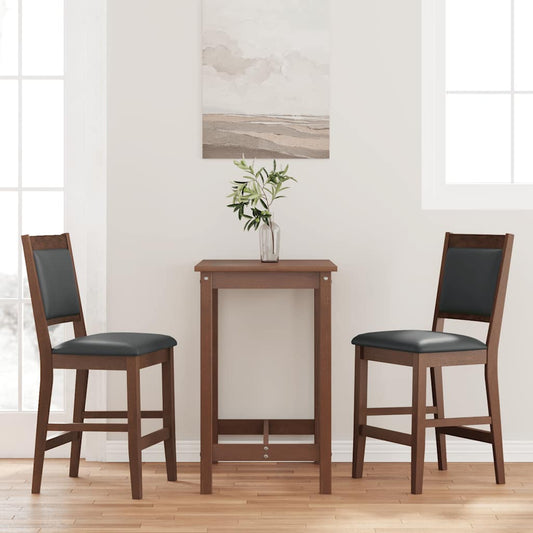 Sgabelli da Bar con Cuscini 2pz Marrone Legno Massello di Hevea - homemem39