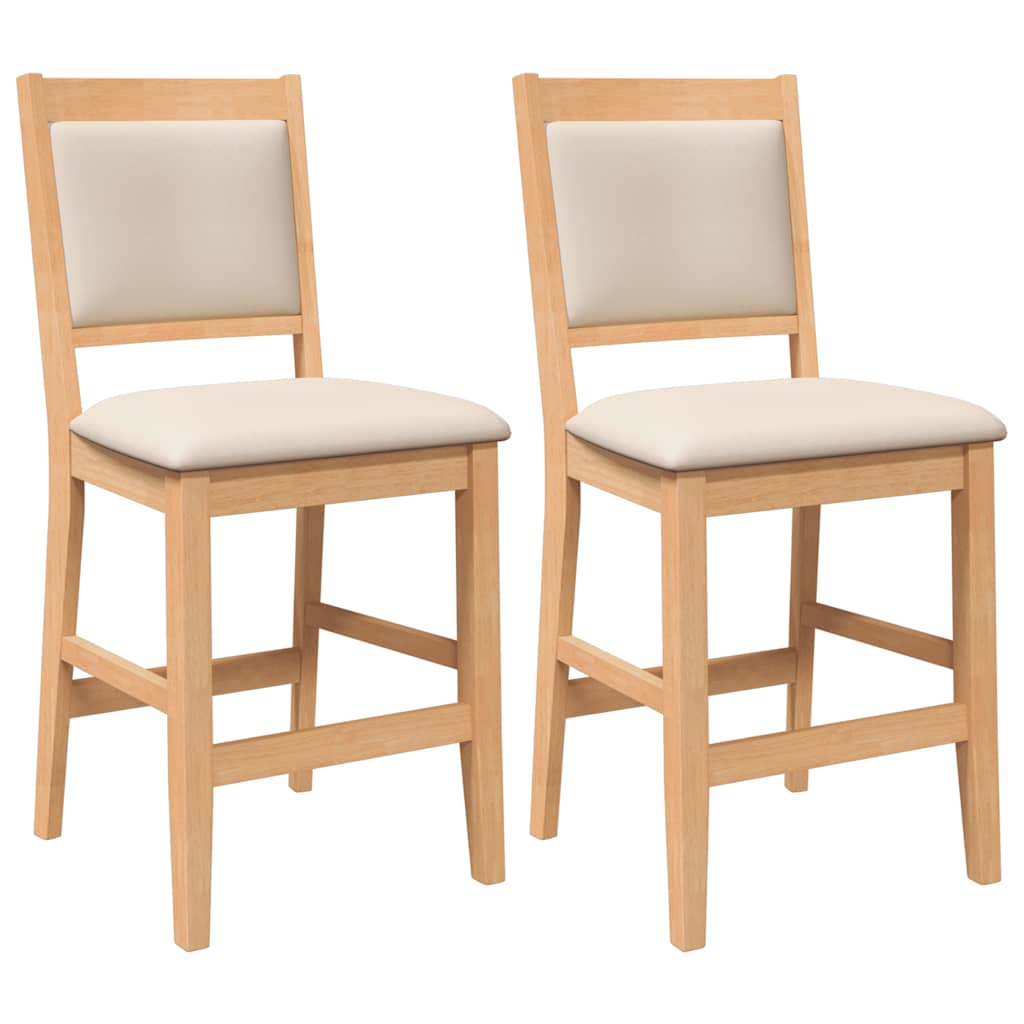 Sgabelli da Bar con Cuscini 2pz Naturale Legno Massello Hevea - homemem39