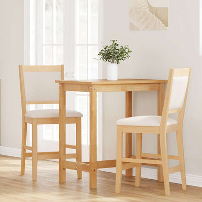 Sgabelli da Bar con Cuscini 2pz Naturale Legno Massello Hevea - homemem39