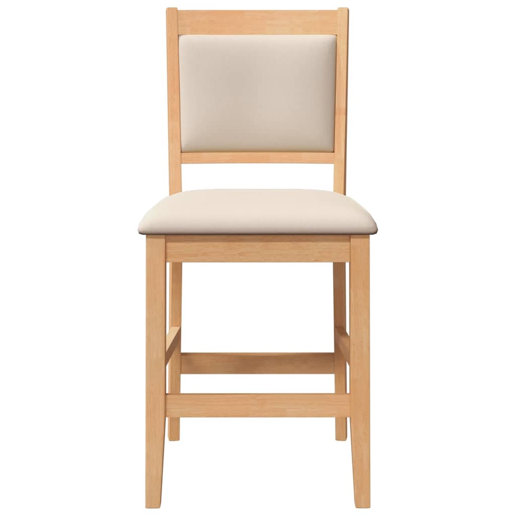 Sgabelli da Bar con Cuscini 2pz Naturale Legno Massello Hevea - homemem39