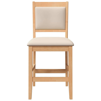 Sgabelli da Bar con Cuscini 2pz Naturale Legno Massello Hevea - homemem39