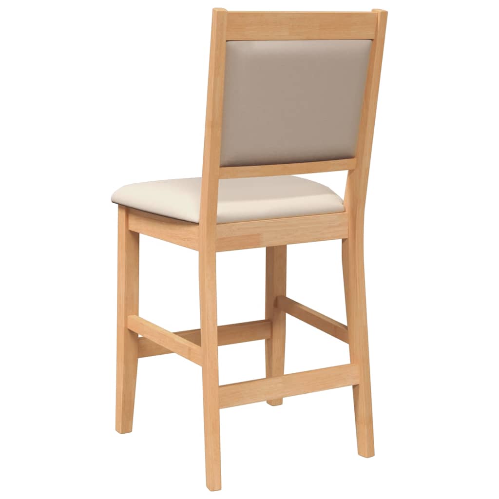 Sgabelli da Bar con Cuscini 2pz Naturale Legno Massello Hevea - homemem39