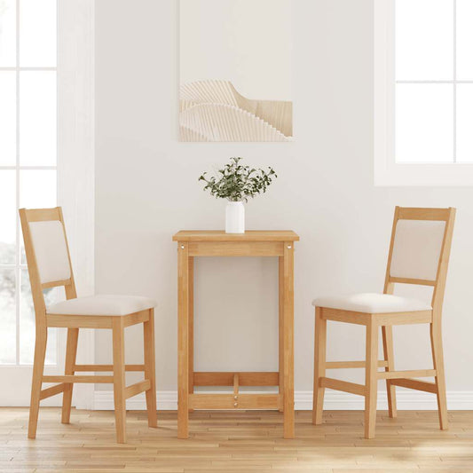 Sgabelli da Bar con Cuscini 2pz Naturale Legno Massello Hevea - homemem39