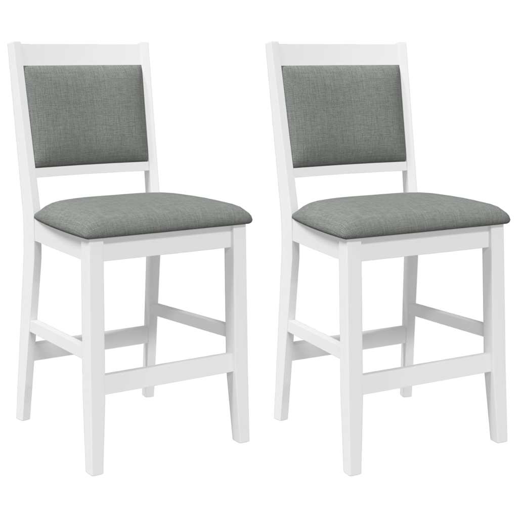 Sgabelli da Bar con Cuscini 2 pz Bianco Legno Massello di Hevea - homemem39