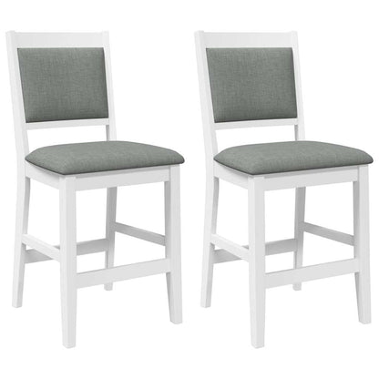 Sgabelli da Bar con Cuscini 2 pz Bianco Legno Massello di Hevea - homemem39