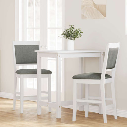 Sgabelli da Bar con Cuscini 2 pz Bianco Legno Massello di Hevea - homemem39