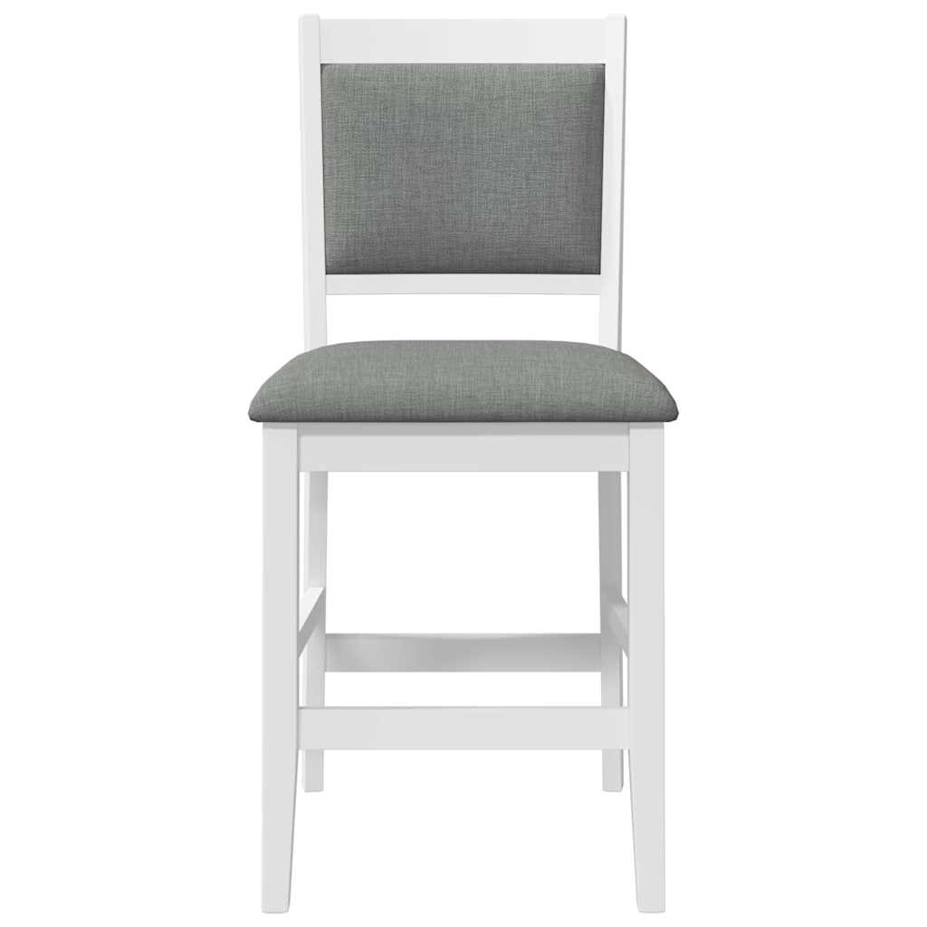 Sgabelli da Bar con Cuscini 2 pz Bianco Legno Massello di Hevea - homemem39