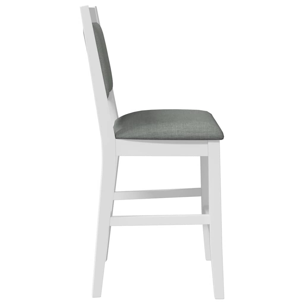 Sgabelli da Bar con Cuscini 2 pz Bianco Legno Massello di Hevea - homemem39