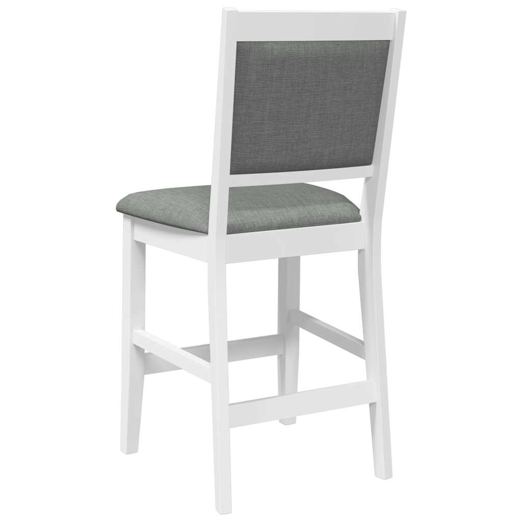 Sgabelli da Bar con Cuscini 2 pz Bianco Legno Massello di Hevea - homemem39