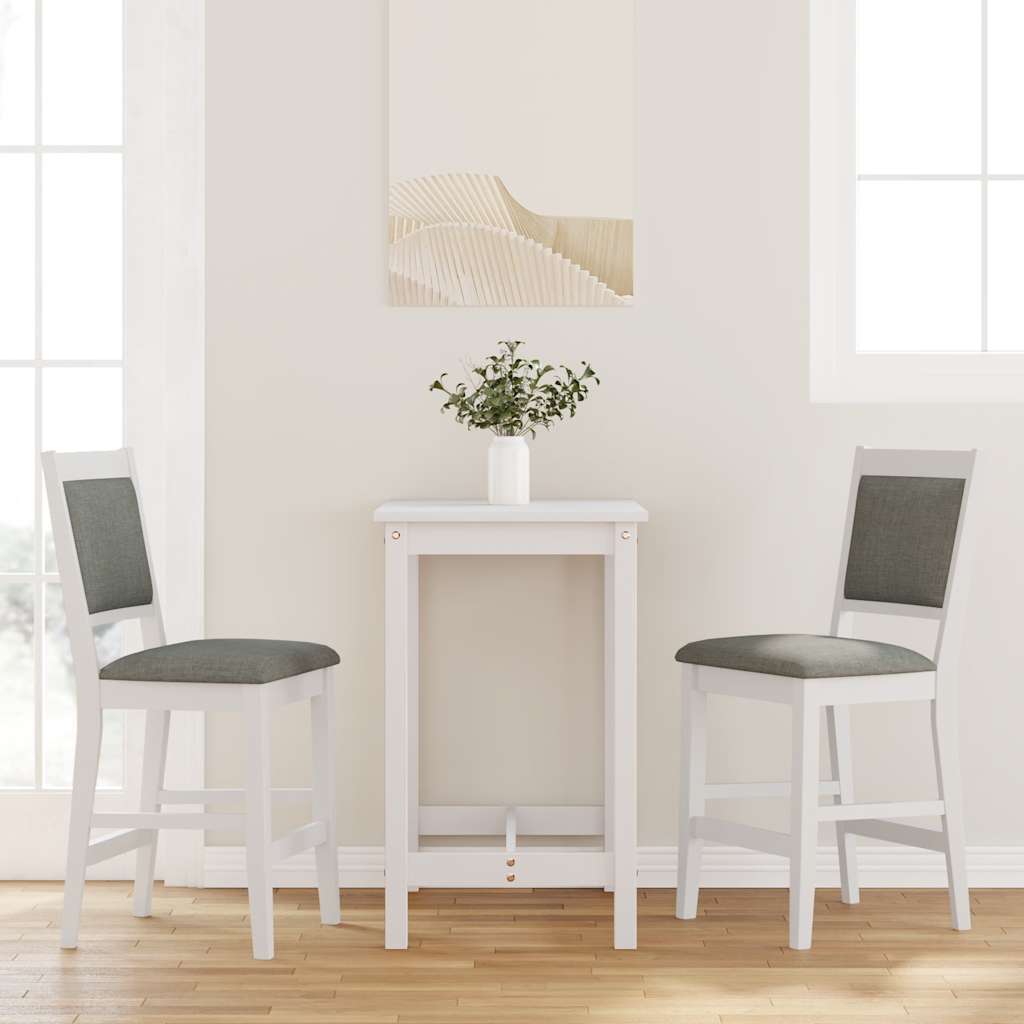Sgabelli da Bar con Cuscini 2 pz Bianco Legno Massello di Hevea - homemem39